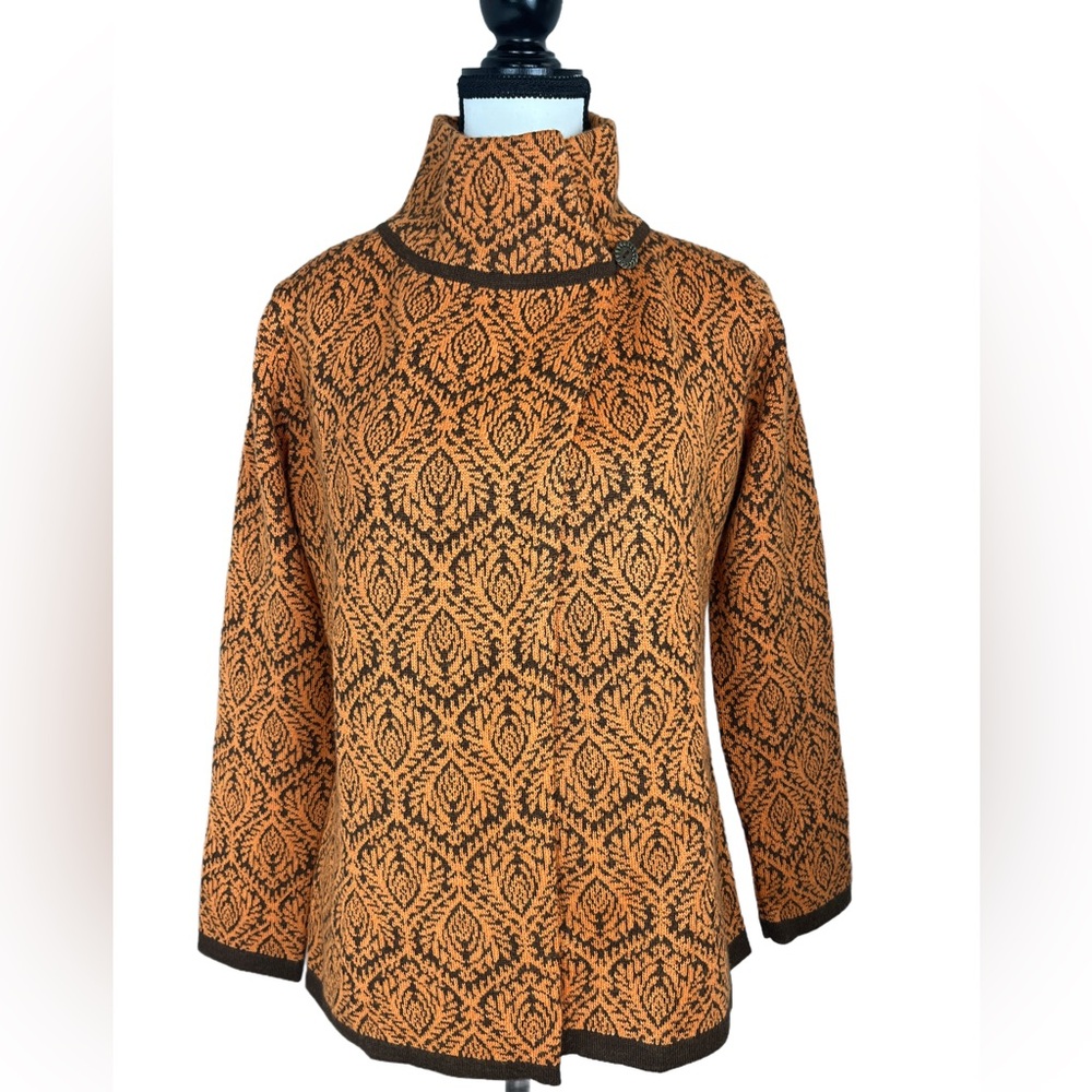 ALPACA INTERNATIONAL Orange and Black Cardigan Sweater | NWOT | S